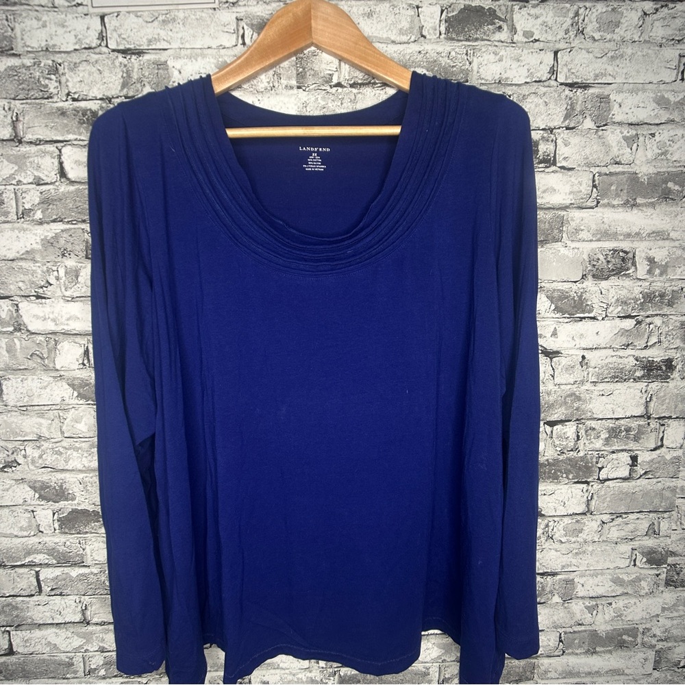 EUC Lands' End Women's Deep Blue Long Sleeve Tee Size XXL (20-22)